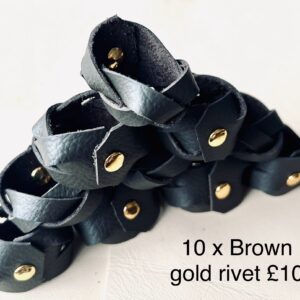 Set of 10 Brown Woggles Gold Rivet