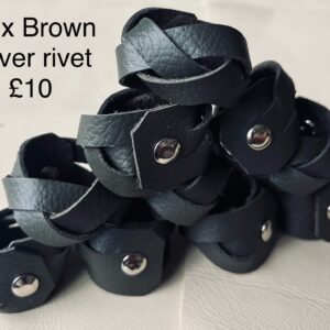 Set of 10 Brown Woggles Silver Rivet